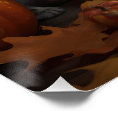 Poster Bengal Kitten Automne Citrouille de plaisir (Coin)