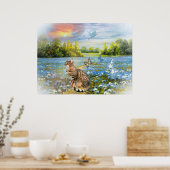 Poster Bengale dans le lit des fleurs bleues Imprimer (Cuisine)