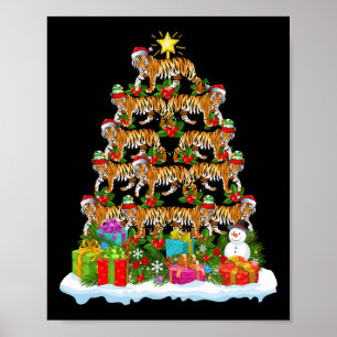 Poster Bengale Tigre Feu de Noël Père Noël Bengale