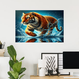 Poster Bengale Tigre's Ocean Splash Run