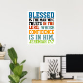 Poster Béni est l'homme verset biblique Jérémie 17:7 (Bureau à domicile)