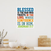 Poster Béni est l'homme verset biblique Jérémie 17:7 (Cuisine)