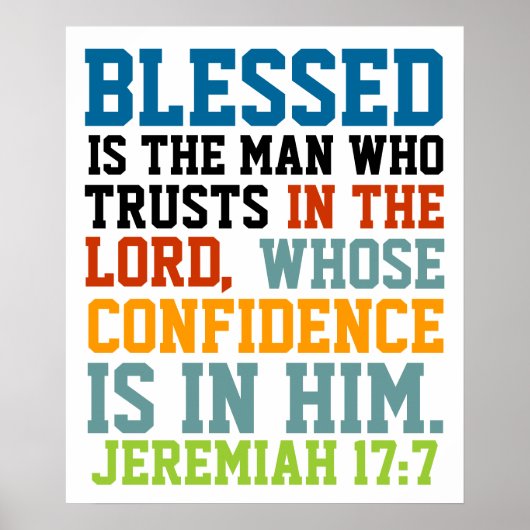 Poster Béni est l'homme verset biblique Jérémie 17:7 (Devant)