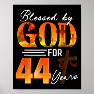 Poster Béni par Dieu pendant 44 ans Cadeau 44e anniversai