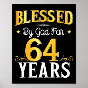 Poster Béni par Dieu pendant 64 ans 64e anniversaire homm