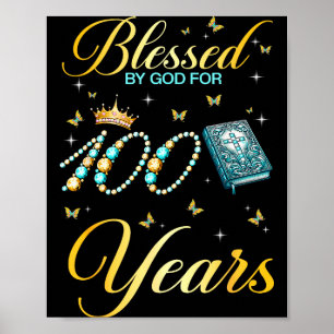 Poster Béni par Dieu pour 100 ans 100e anniversaire Wo