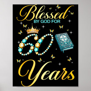 Poster Béni par Dieu pour ses 60 ans d'anniversaire chrét