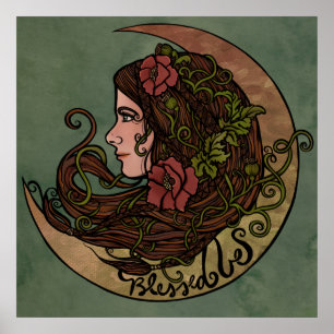 Poster Béni Soit La Déesse Lune Art Pagan