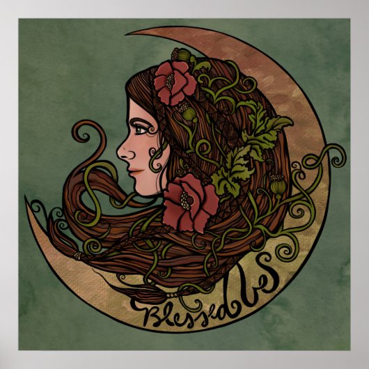 Poster Béni Soit La Déesse Lune Art Pagan (Devant)