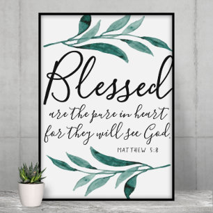 Poster Béni sont les Pure in Heart Scripture Print