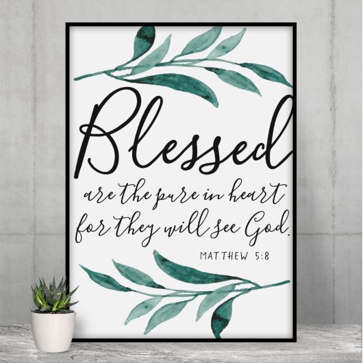 Poster Béni sont les Pure in Heart Scripture Print
