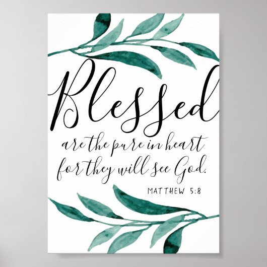 Poster Béni sont les Pure in Heart Scripture Print (Devant)