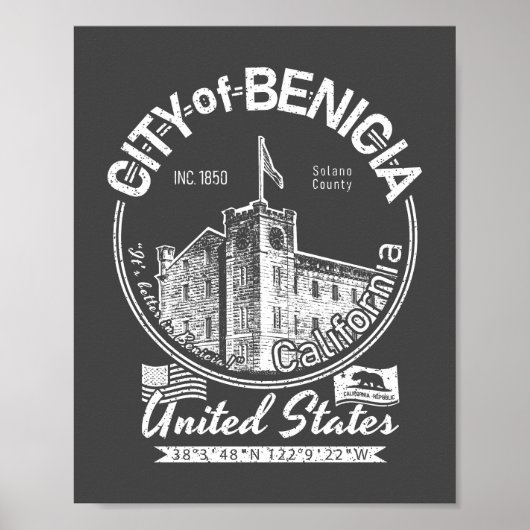 POSTER BENICIA CALIFORNIA - BENICIA ARSENAL CLOCKTOWER (Devant)