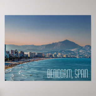 Poster Benidorm, Espagne photo de la côte Carte postale