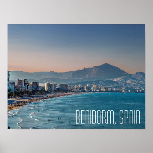 Poster Benidorm, Espagne photo de la côte Carte postale (Devant)
