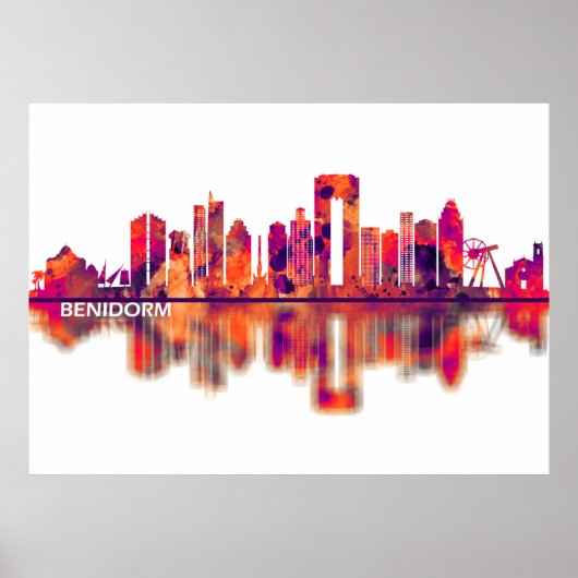 Poster Benidorm Espagne Skyline (Devant)