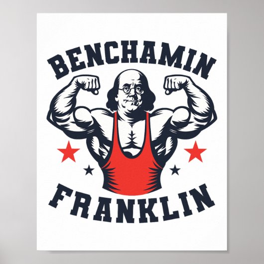 Poster Benjamin Benchamin Franklin Bench Press Bodybuildi (Devant)