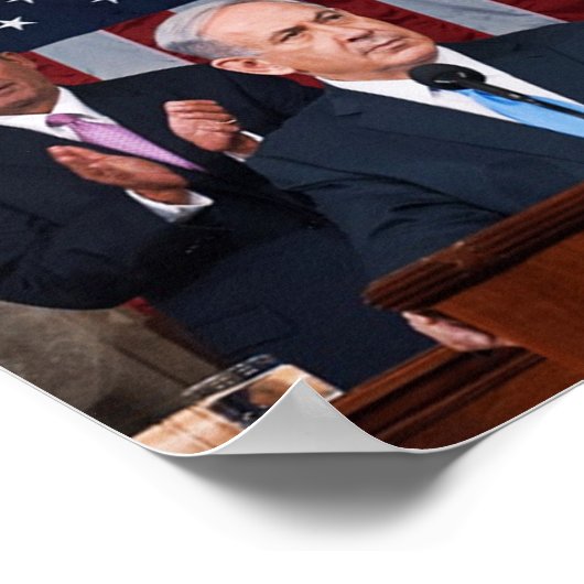 Poster Benjamin (Bibi) Netanyahu Intervient Avant Le Cong (Coin)