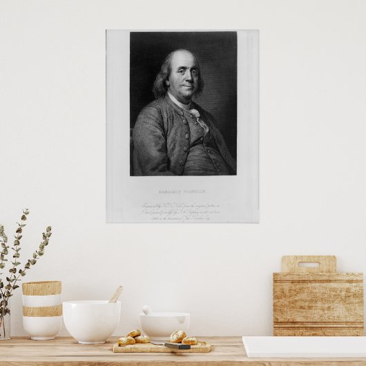 Poster BENJAMIN FRANKLIN Engraving by H.B. Hall (Cuisine)
