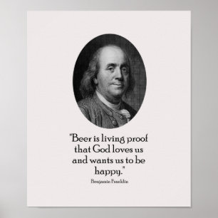 Poster Benjamin Franklin et Citation sur la bière