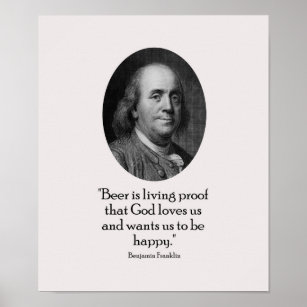 Poster Benjamin Franklin et Citation sur la bière