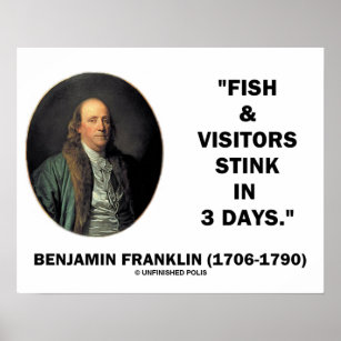 Poster Benjamin Franklin Fish & Visiteurs Puissent En 3 J
