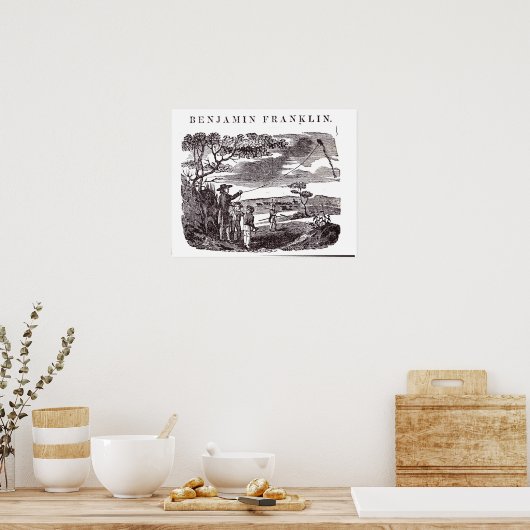 Poster Benjamin Franklin mène son expérience de cerf-vola (Cuisine)