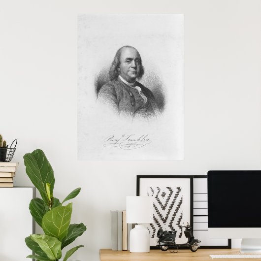 Poster BENJAMIN FRANKLIN par Henry Bryan Hall (Bureau à domicile)