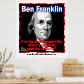 Poster Benjamin Franklin Question Authority Citation (Cuisine)