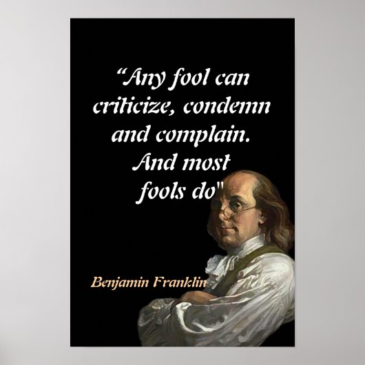 Poster Benjamin Franklin Quote on Fools (Devant)