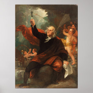 Poster Benjamin Franklin tirant l'électricité du ciel
