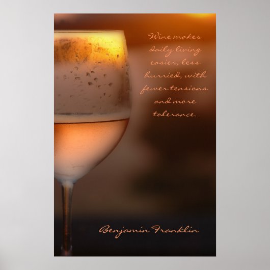 Poster: Benjamin Franklin Wine Quote Poster (Voorkant)