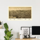 Poster Bennington, VT Carte panoramique - 1887 (Bureau à domicile)