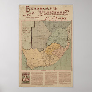 Poster Bensdorp's Dutch Map of South Africa Circa 1900