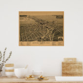 Poster Benton Harbour Michigan 1889 Antique carte panoram (Cuisine)