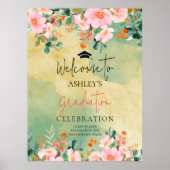 Poster Beown rose aquarelle fleurie graduation botanique (Devant)