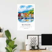 Poster Bergen Aquarelle 2 (Bureau à domicile)