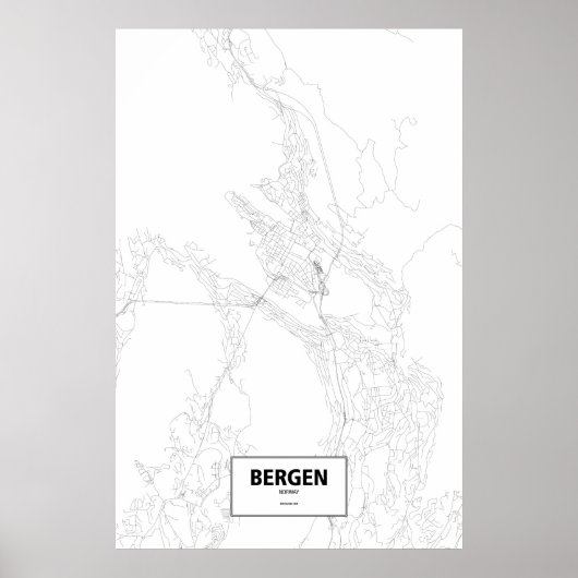 Poster Bergen, Norvège (noir sur blanc) (Devant)