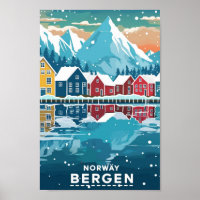 Bergen Norvège Vintage Lieu de voyage célèbre