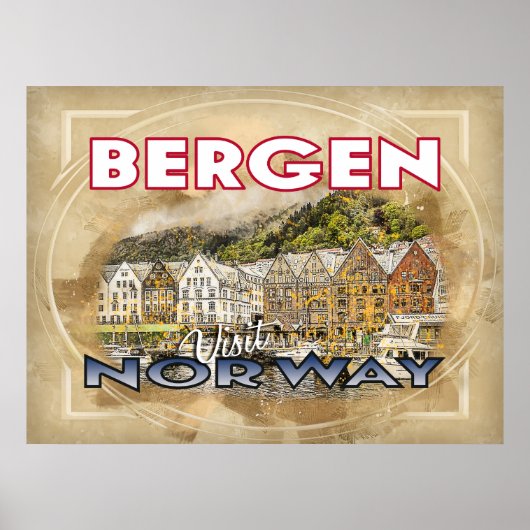 Poster Bergen, Visit Norway (Devant)