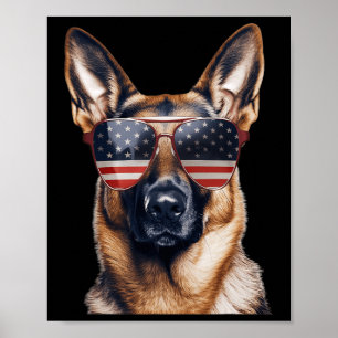 Poster Berger Allemand Avec Drapeau Des États-Unis Fête D