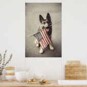 Poster Berger Allemand Avec Drapeau US (Cuisine)