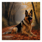 Poster Berger allemand en automne Feuilles automne Inspir (Devant)