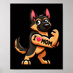 Poster Berger allemand J'aime maman Funny Chien Tattoo