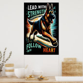 Poster Berger Allemand Leaping Avec Force et Coeur (Cuisine)