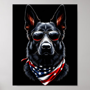 Poster Berger allemand noir drapeau américain 4 juillet