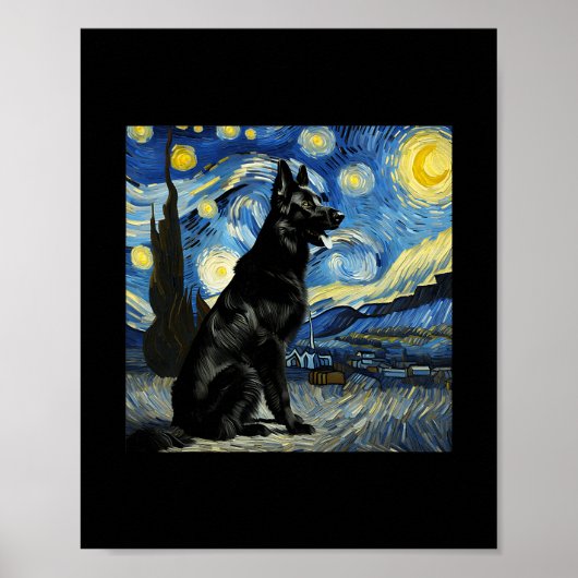 Poster Berger allemand noir Nuit étoilée Van Gogh Merci (Devant)