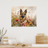 Poster Berger Allemand parmi des fleurs sauvages vibrante (Cuisine)