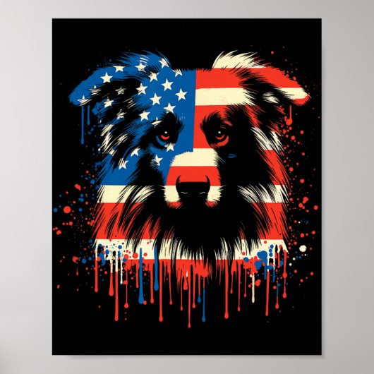 Poster Berger Australien Paint Drip Américain Drapeau Usa (Devant)