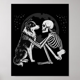 Poster Berger Australien Squelette Lune Halloween Chien